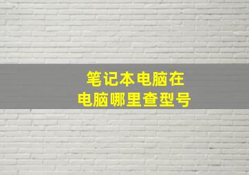 笔记本电脑在电脑哪里查型号