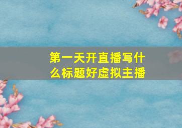 第一天开直播写什么标题好虚拟主播