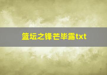 篮坛之锋芒毕露txt