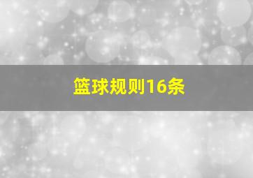 篮球规则16条