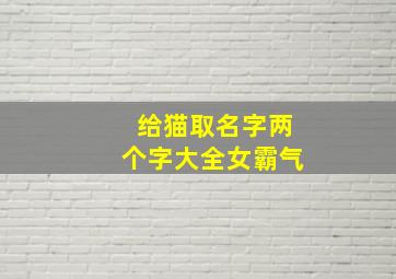 给猫取名字两个字大全女霸气