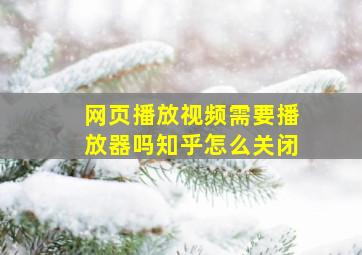 网页播放视频需要播放器吗知乎怎么关闭