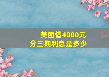 美团借4000元分三期利息是多少