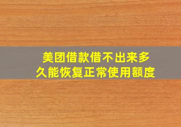 美团借款借不出来多久能恢复正常使用额度