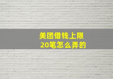 美团借钱上限20笔怎么弄的