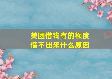 美团借钱有的额度借不出来什么原因