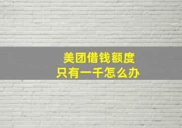 美团借钱额度只有一千怎么办