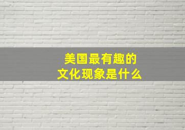 美国最有趣的文化现象是什么