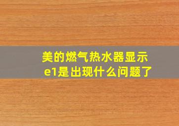 美的燃气热水器显示e1是出现什么问题了