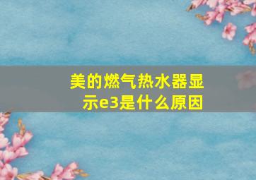 美的燃气热水器显示e3是什么原因