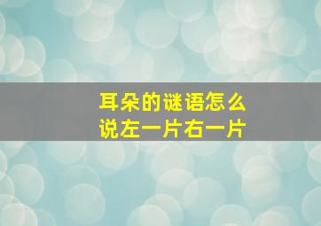 耳朵的谜语怎么说左一片右一片