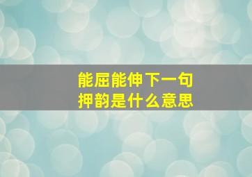 能屈能伸下一句押韵是什么意思