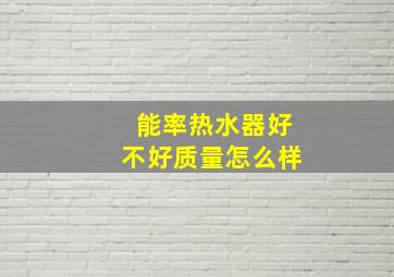 能率热水器好不好质量怎么样