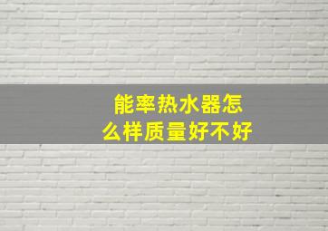 能率热水器怎么样质量好不好