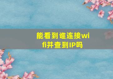 能看到谁连接wifi并查到IP吗