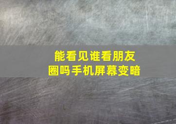 能看见谁看朋友圈吗手机屏幕变暗