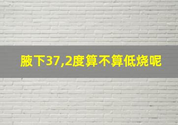 腋下37,2度算不算低烧呢