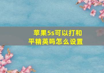 苹果5s可以打和平精英吗怎么设置