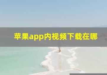 苹果app内视频下载在哪