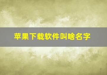 苹果下载软件叫啥名字