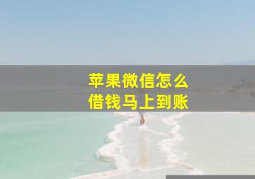 苹果微信怎么借钱马上到账