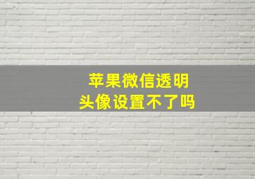 苹果微信透明头像设置不了吗