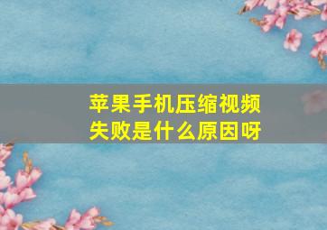 苹果手机压缩视频失败是什么原因呀