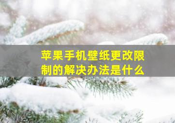 苹果手机壁纸更改限制的解决办法是什么