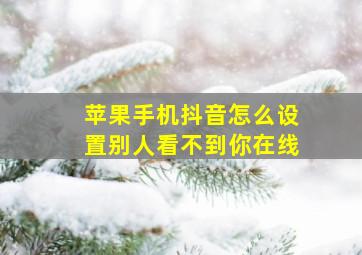 苹果手机抖音怎么设置别人看不到你在线