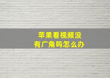 苹果看视频没有广角吗怎么办