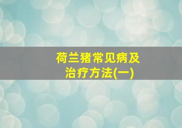 荷兰猪常见病及治疗方法(一)