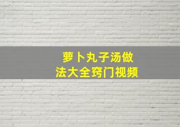 萝卜丸子汤做法大全窍门视频