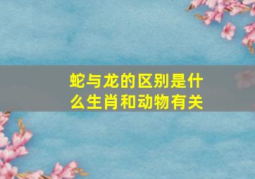 蛇与龙的区别是什么生肖和动物有关