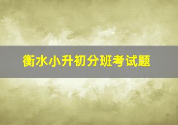 衡水小升初分班考试题