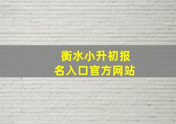 衡水小升初报名入口官方网站