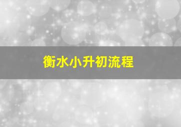 衡水小升初流程