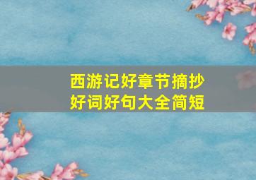 西游记好章节摘抄好词好句大全简短