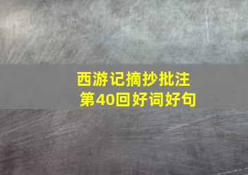 西游记摘抄批注第40回好词好句