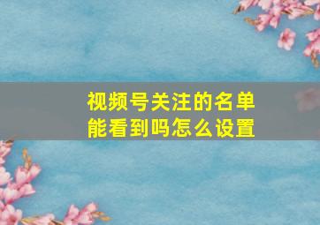 视频号关注的名单能看到吗怎么设置