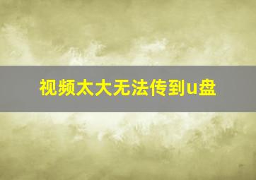 视频太大无法传到u盘