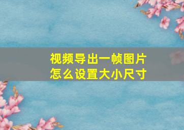 视频导出一帧图片怎么设置大小尺寸