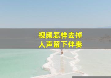 视频怎样去掉人声留下伴奏