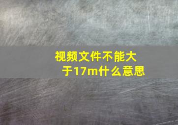 视频文件不能大于17m什么意思