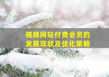 视频网站付费会员的发展现状及优化策略