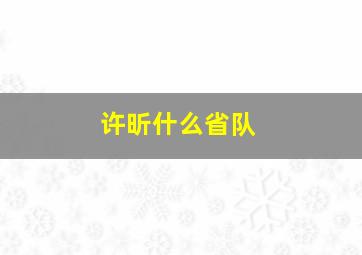 许昕什么省队