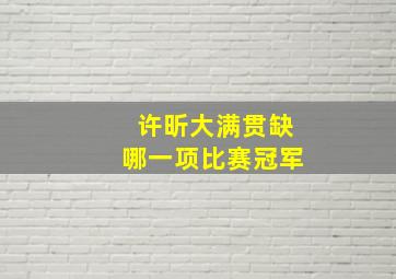 许昕大满贯缺哪一项比赛冠军