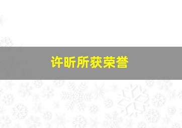 许昕所获荣誉