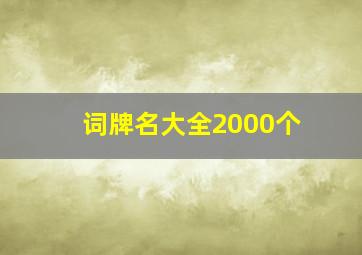 词牌名大全2000个