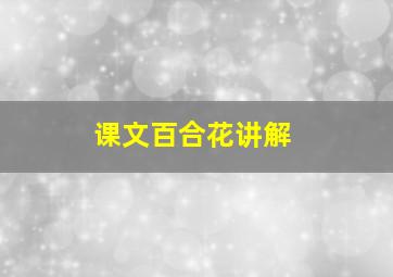 课文百合花讲解