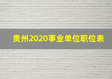 贵州2020事业单位职位表